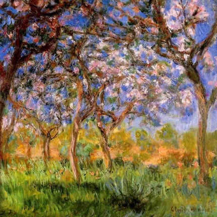 "Claude Monet's 'Blooming Orchard in Springtime' - Premium Hand-Painted Oil Reproduction on Canvas"