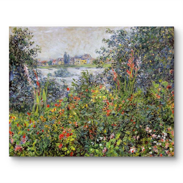 "Claude Monet's 'Garden at Giverny' - Premium Hand-Painted Oil Reproduction on Canvas"