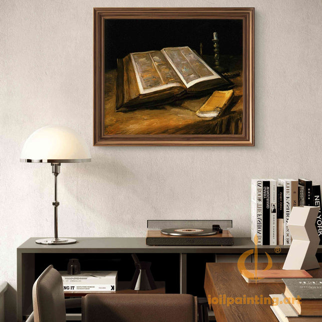 "Vincent van Gogh's 'Still Life with Open Bible' - Premium Hand-Painted Oil Reproduction on Canvas"
