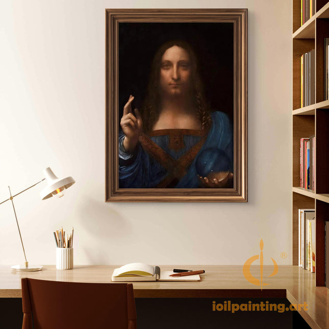 "Leonardo da Vinci's 'Salvator Mundi' - Premium Hand-Painted Oil Reproduction on Canvas"