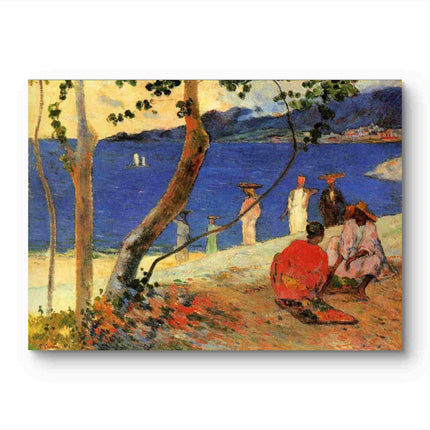 "Paul Gauguin's 'Tropical Seascape with Figures' - Premium Hand-Painted Oil Reproduction on Canvas"