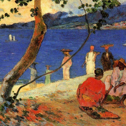 "Paul Gauguin's 'Tropical Seascape with Figures' - Premium Hand-Painted Oil Reproduction on Canvas"