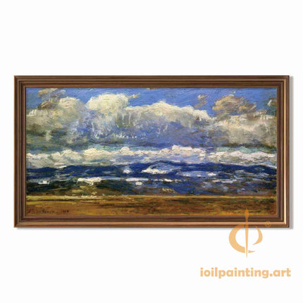 "Claude Monet's 'Dramatic Skies Over Open Land' - Hand-Painted Impressionist Oil Painting Reproduction"