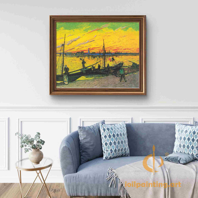 "Vincent van Gogh's 'Fishing Boats on the Beach at Saintes-Maries' - Premium Hand-Painted Oil Reproduction on Canvas"
