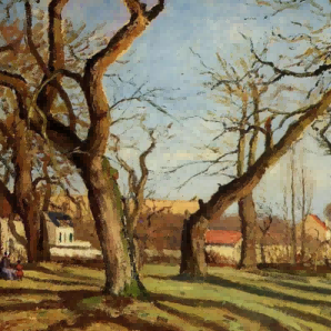 "Camille Pissarro's 'Sun-Dappled Country Lane' - Hand-Painted Impressionist Oil Painting Reproduction"