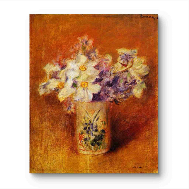 "Pierre-Auguste Renoir's 'Floral Elegance' Oil Painting Reproduction - Classic Still Life with Vase and Blossoms"
