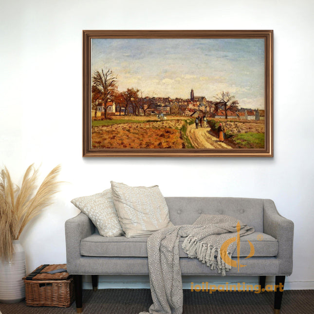 "Camille Pissarro's 'Rural Path to the Village Church' - Hand-Painted Oil Painting Reproduction"