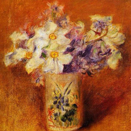 "Pierre-Auguste Renoir's 'Floral Elegance' Oil Painting Reproduction - Classic Still Life with Vase and Blossoms"