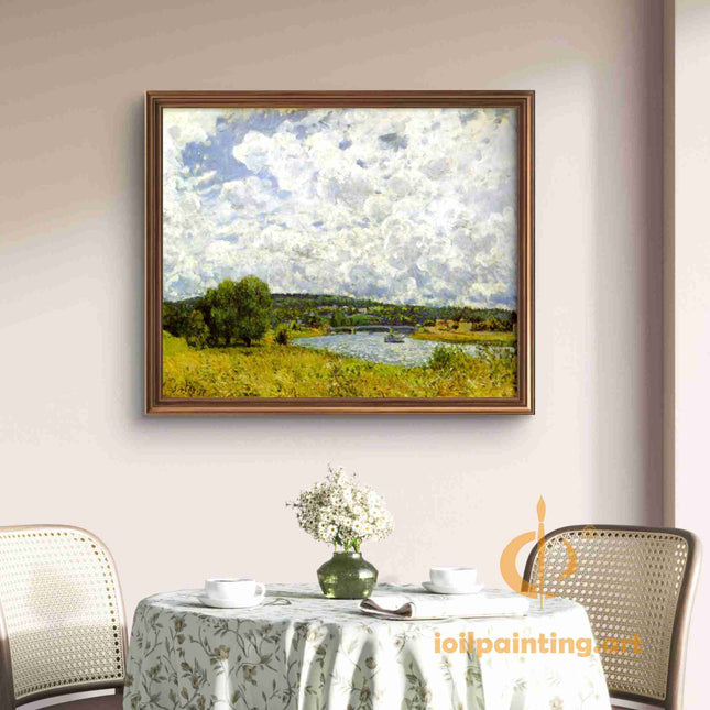 "Claude Monet's 'Serene River Landscape' - Hand-Painted Impressionist Oil Painting Reproduction"