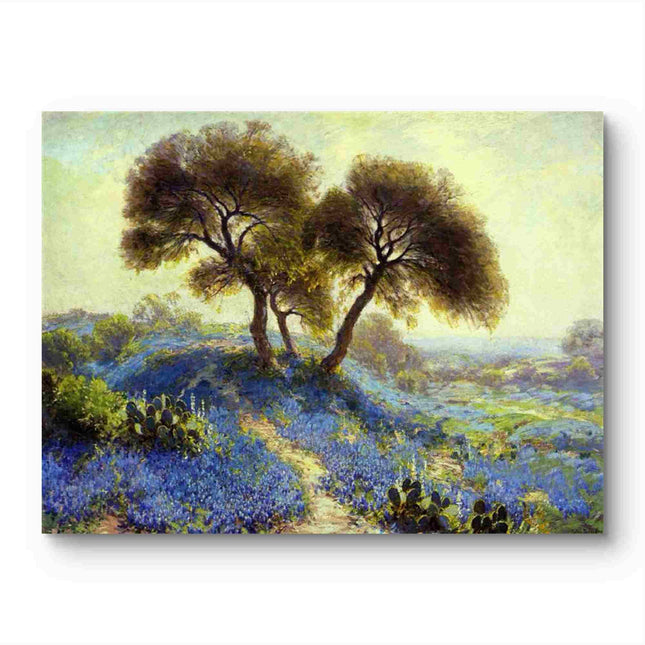 "Roberto Montenegro's 'Bluebonnet Serenity' - Premium Hand-Painted Oil Reproduction on Canvas"