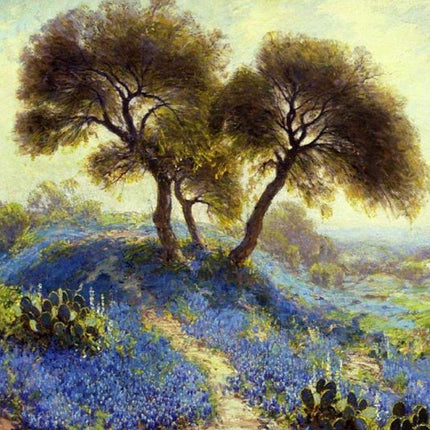 "Roberto Montenegro's 'Bluebonnet Serenity' - Premium Hand-Painted Oil Reproduction on Canvas"