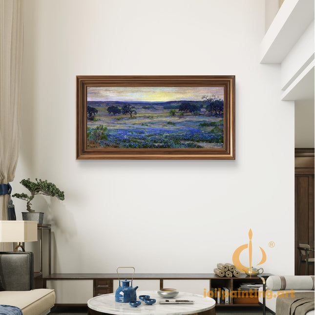 "Julian Onderdonk Inspired 'Texas Bluebonnet Field' - Premium Hand-Painted Oil Reproduction on Canvas"
