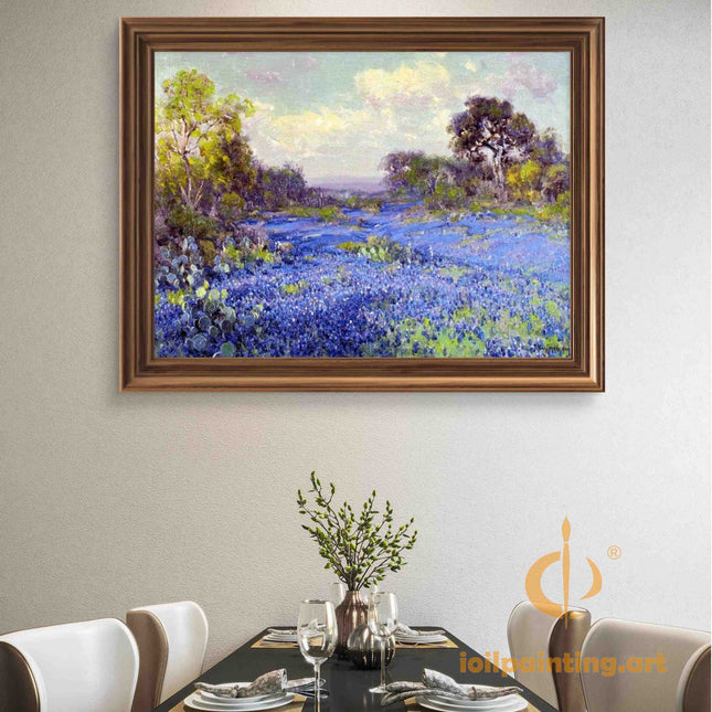 "Vincent van Gogh Inspired 'Azure Floral Symphony' - Premium Hand-Painted Oil Reproduction on Canvas"