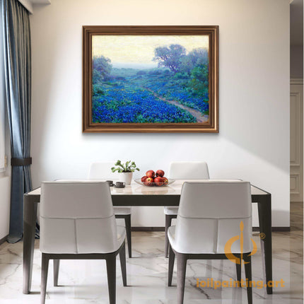 "Julian Onderdonk's 'Texas Bluebonnet Field' - Premium Hand-Painted Oil Reproduction on Canvas"