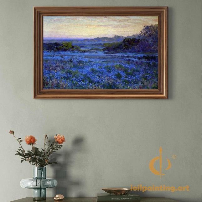 "Robert Julian Onderdonk's 'Texas Bluebonnet Landscape' - Premium Hand-Painted Oil Reproduction on Canvas"