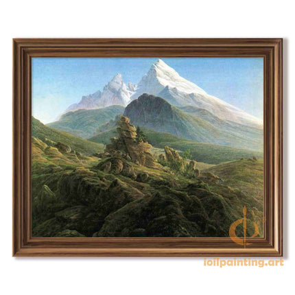 "Albert Bierstadt's 'Majestic Alpine Splendor' - Hand-Painted Landscape Oil Painting Reproduction"