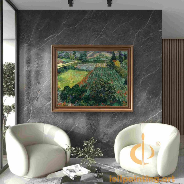 "Vincent van Gogh's 'Field with Poppies' - Premium Hand-Painted Oil Reproduction on Canvas"