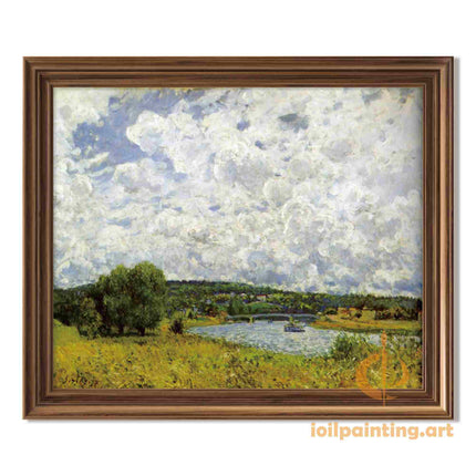 "Claude Monet's 'Serene River Landscape' - Hand-Painted Impressionist Oil Painting Reproduction"