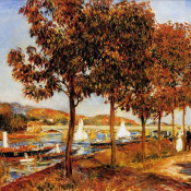 "Pierre-Auguste Renoir's 'Autumn Riverside Serenity' - Premium Hand-Painted Oil Painting Reproduction"