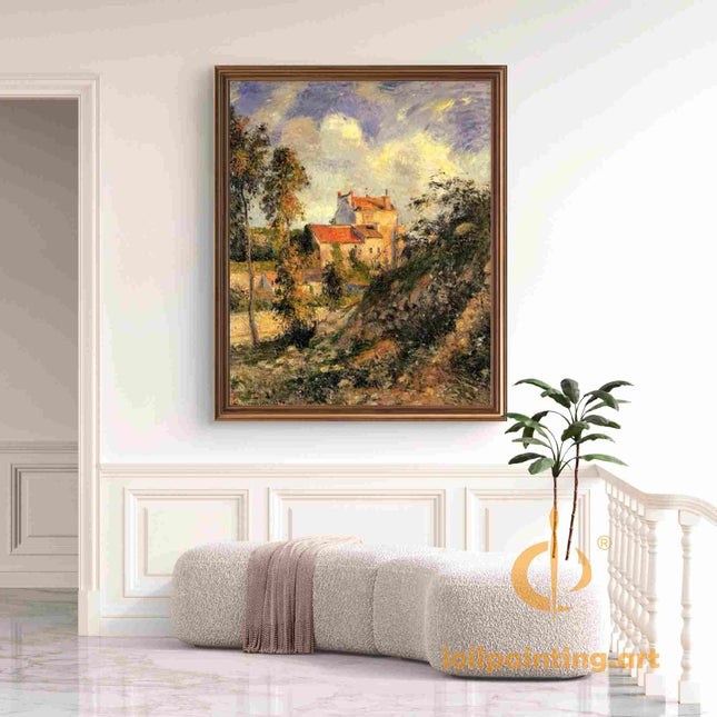 "Camille Pissarro's 'Sunlit Country Cottage' - Hand-Painted Impressionist Oil Painting Reproduction"