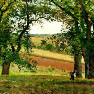 "Camille Pissarro's 'Golden Harvest Fields' - Hand-Painted Impressionist Oil Painting Reproduction"