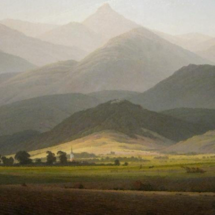 "Caspar David Friedrich's 'Classic Alpine Church' Landscape - Hand-Painted Oil Painting Reproduction"