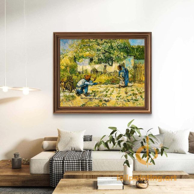 "Vincent van Gogh's 'Family Moment in the Garden' - Premium Hand-Painted Oil Reproduction on Canvas"