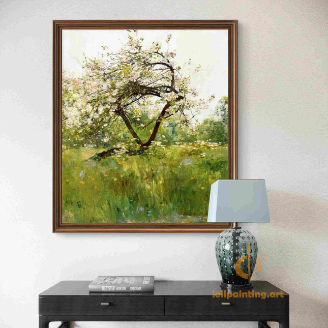 "Childe Hassam's 'Spring Blossoms' - Hand-Painted Floral Landscape Oil Painting Reproduction"