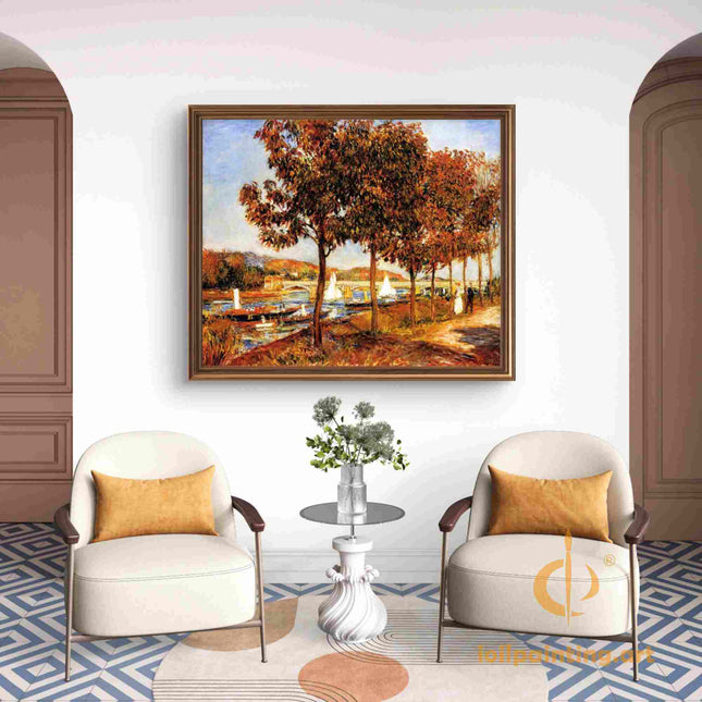 "Pierre-Auguste Renoir's 'Autumn Riverside Serenity' - Premium Hand-Painted Oil Painting Reproduction"