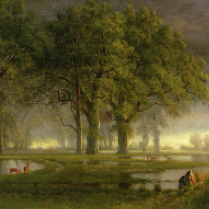 "Albert Bierstadt's 'Forest Serenity' - Hand-Painted Landscape Oil Painting Reproduction"