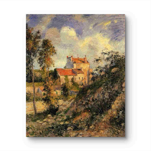 "Camille Pissarro's 'Sunlit Country Cottage' - Hand-Painted Impressionist Oil Painting Reproduction"