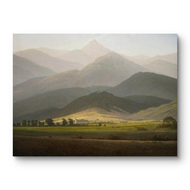 "Caspar David Friedrich's 'Classic Alpine Church' Landscape - Hand-Painted Oil Painting Reproduction"