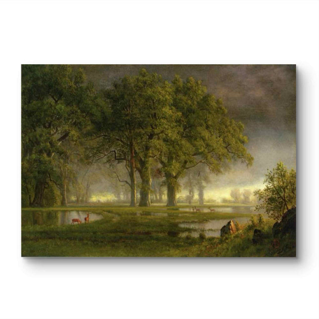 "Albert Bierstadt's 'Forest Serenity' - Hand-Painted Landscape Oil Painting Reproduction"