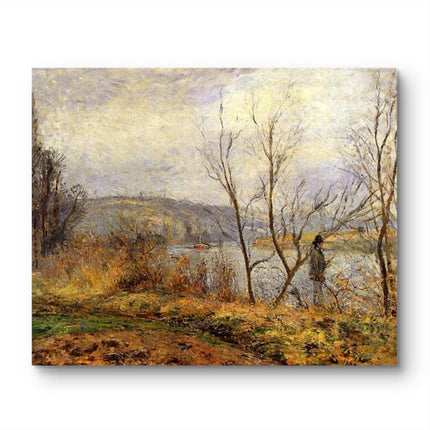"Camille Pissarro's 'Tranquil Riverside with Bare Trees' - Hand-Painted Oil Painting Reproduction"