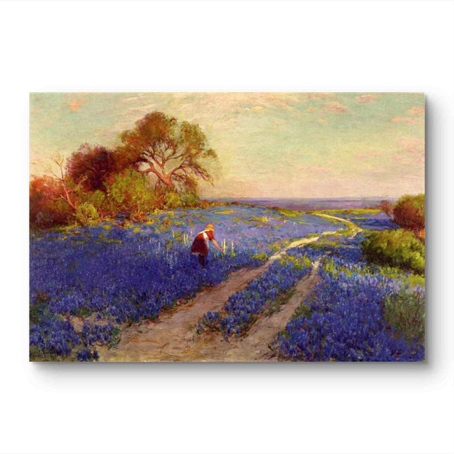 "Julian Onderdonk Inspired 'Woman in Bluebonnet Field' - Premium Hand-Painted Oil Reproduction on Canvas"