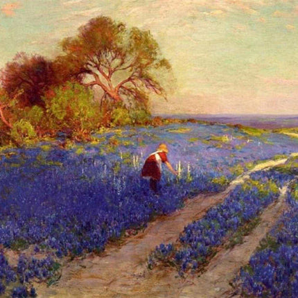 "Julian Onderdonk Inspired 'Woman in Bluebonnet Field' - Premium Hand-Painted Oil Reproduction on Canvas"