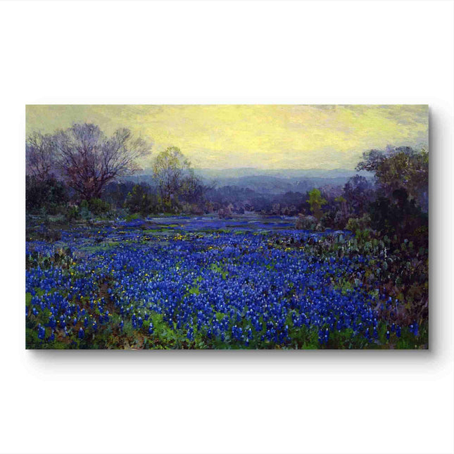 "Claude Monet Inspired 'Dreamy Blue Flower Field' - Premium Hand-Painted Oil Reproduction on Canvas"
