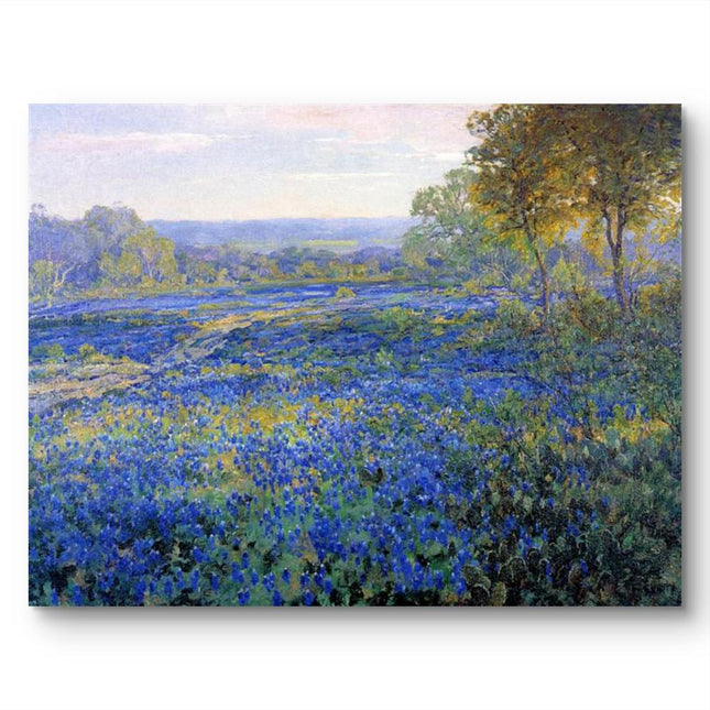 "Claude Monet Inspired 'Dreamy Blue Flower Field' - Premium Hand-Painted Oil Reproduction on Canvas"