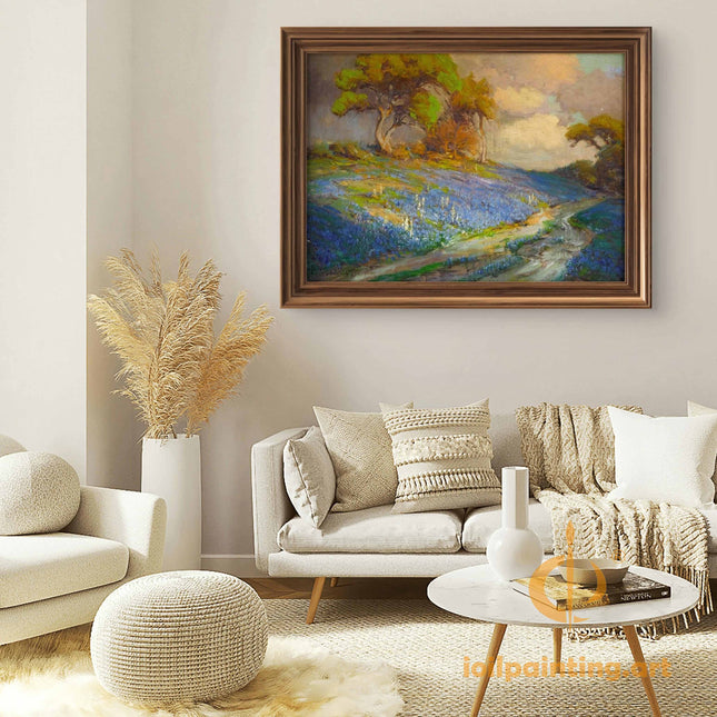 "Julian Onderdonk Inspired 'Texas Bluebonnet Meadow' - Premium Hand-Painted Oil Reproduction on Canvas"