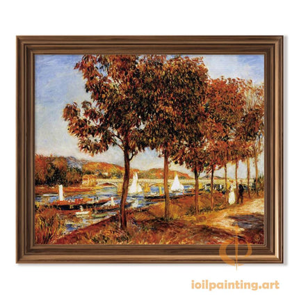 "Pierre-Auguste Renoir's 'Autumn Riverside Serenity' - Premium Hand-Painted Oil Painting Reproduction"