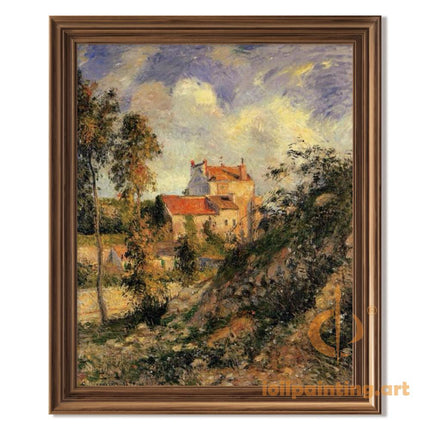 "Camille Pissarro's 'Sunlit Country Cottage' - Hand-Painted Impressionist Oil Painting Reproduction"