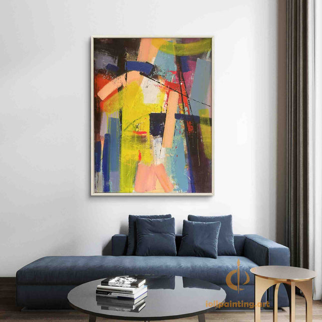 Dynamic Abstract Oil Painting - Bold Textured Wall Art in Vivid Colors, Ready to Hang