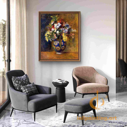 "Pierre-Auguste Renoir's 'Blooming Elegance' - Premium Hand-Painted Oil Painting Reproduction of Floral Still Life"