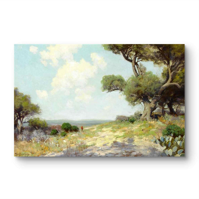 "Julian Onderdonk's 19th-Century European Landscape Oil Reproduction: Majestic Oak Meadow"