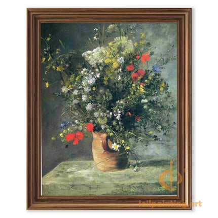 "Pierre-Auguste Renoir's 'Wildflower Symphony' - Premium Hand-Painted Oil Painting Reproduction in Terracotta Vase"