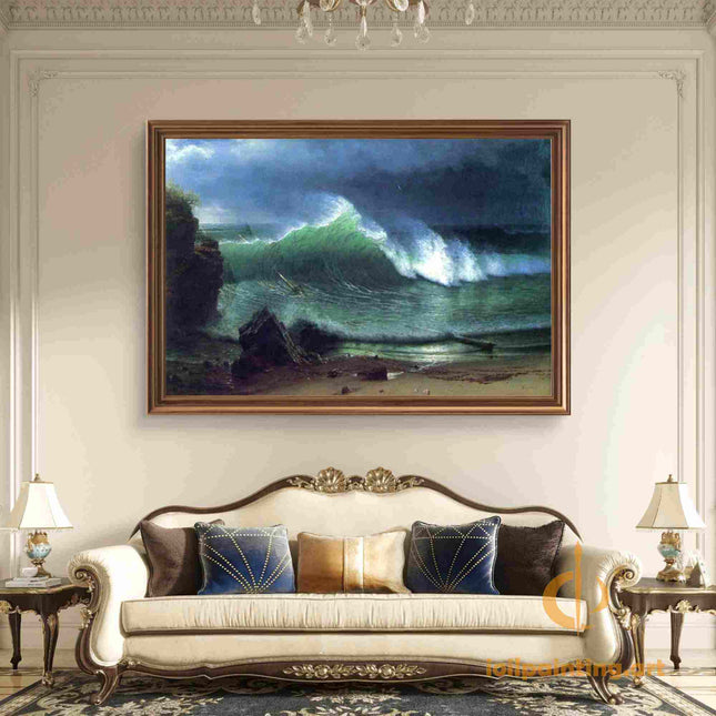 "Ivan Aivazovsky's 'Stormy Sea with Distant Ship' - Hand-Painted Seascape Oil Painting Reproduction"