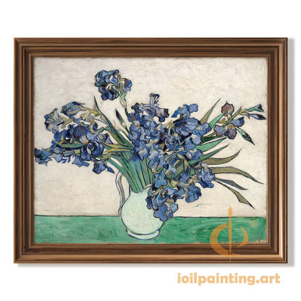 "Vincent van Gogh's 'Vase with Irises' - Premium Hand-Painted Oil Reproduction on Canvas"