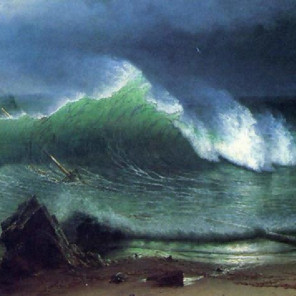 "Ivan Aivazovsky's 'Stormy Sea with Distant Ship' - Hand-Painted Seascape Oil Painting Reproduction"