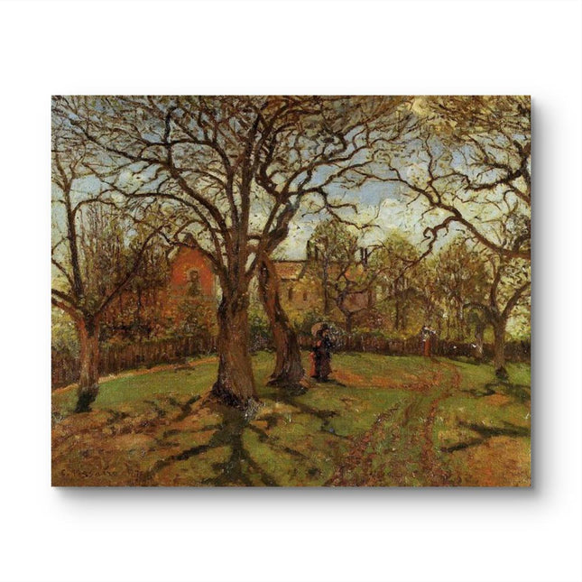 "Camille Pissarro's 'Tranquil Countryside with Majestic Trees' - Hand-Painted Impressionist Oil Painting Reproduction"
