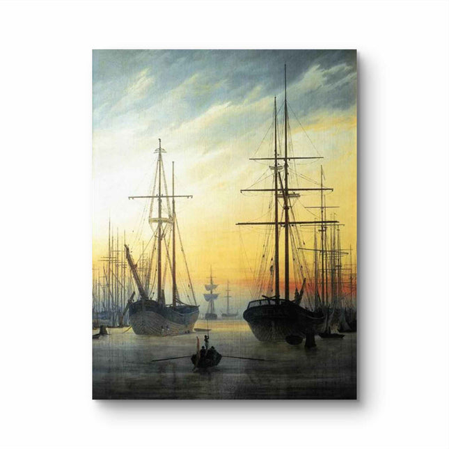 "William Turner's 'Golden Hour Harbor' - Hand-Painted Maritime Oil Painting Reproduction"